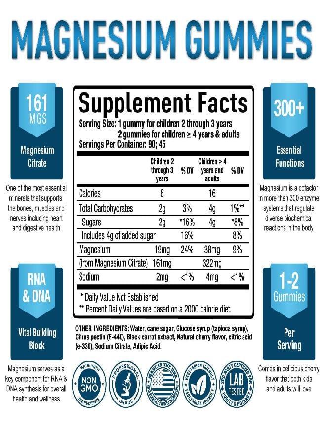 Purely Optimal Premium Magnesium Citrate Gummies for Adults And Kids - Supports Relaxation, Muscle And Nerve Function - Chewable, Non-GMO, Vegan, Gluten-Free - 90 Delicious Gummies - Image 2