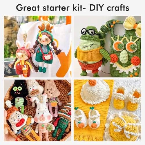 Inscraft طقم خيوط الكروشيه من إنسكريفت للمبتدئين، 1440 ياردة، 32 لون من خيوط الأكريليك، 2 إبرة كروشيه، 2 إبرة نسج، 4 علامات غرز، 1 حقيبة، للكروشيه والحياكة، هدية للبالغين - Image 5