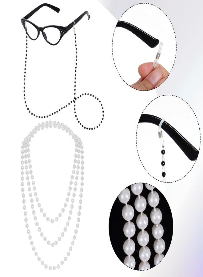 Dxhycc Old Lady Costume for Kids Granny Dress Up Accessories Including Cat Eye Glasses Chain Faux Pearl Necklace Inflatable Cane - Image 4