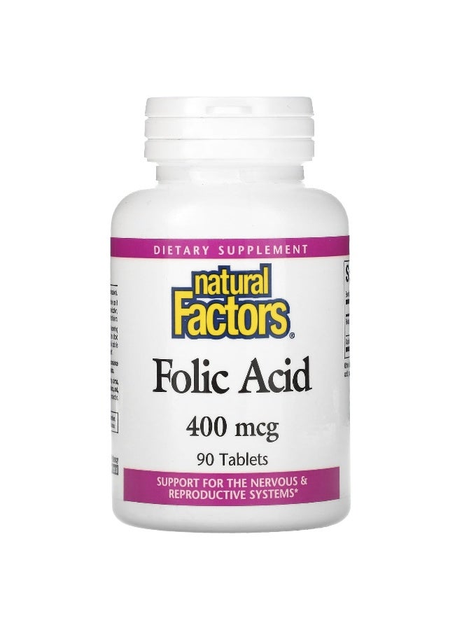 natural Factors Natural Factors, Folic Acid, 400 mcg, 90 Tablets  - Image 1
