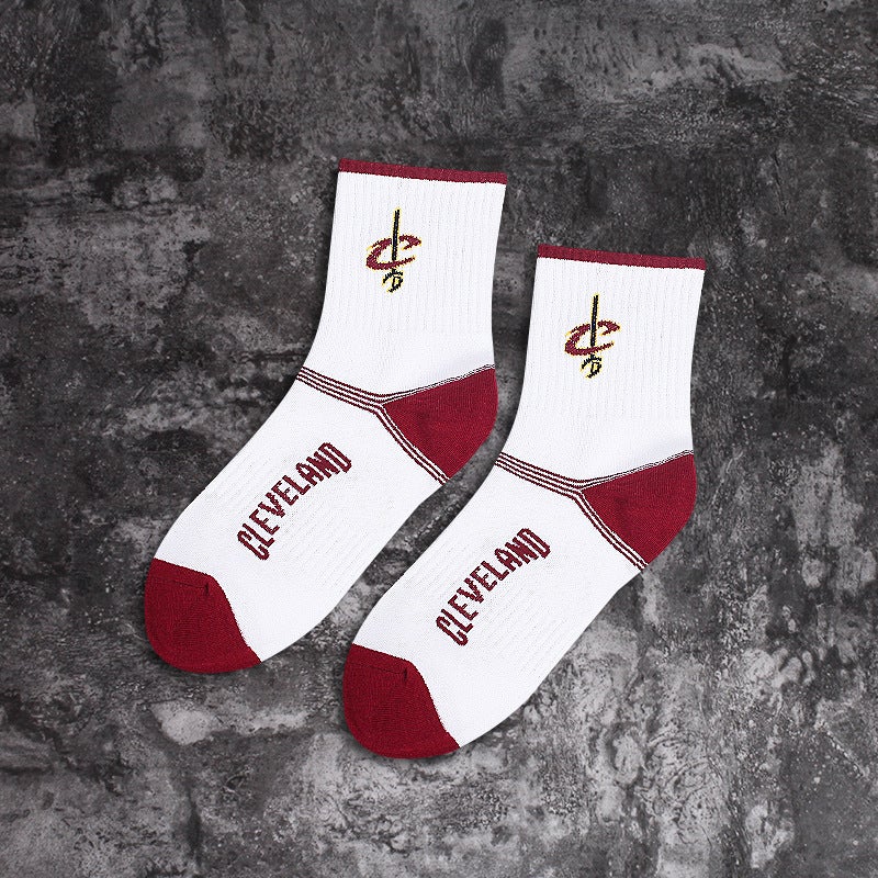 Generic Mens Mid-Calf Cotton NBA Socks Sports Team Logo Casual 3001-Cavaliers Red  - Image 2