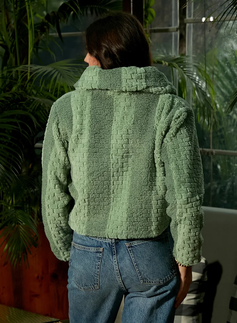 كامبوس سوترا Women's Fern Green Candy Striped Fleece Jacket