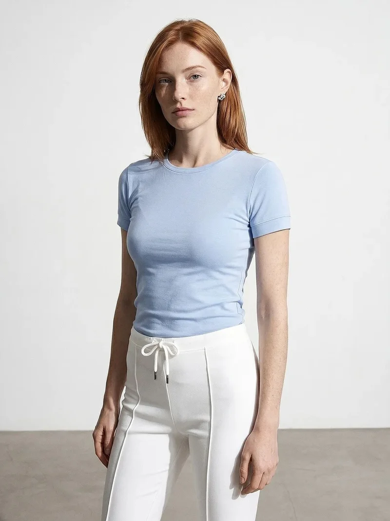 Dilvin DILVIN Women's Slim Fit Crew Neck T-Shirt