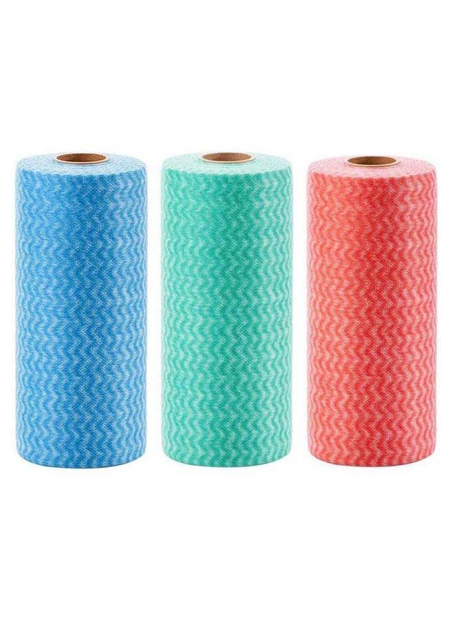 نيبمينينت مجموعة من 3 لفافات مناشف للمطبخ للإستخدام مرة واحدة أزرق / أخضر أحمر One Size - Image 1