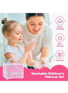 Generic Makeup Set for Girls, Washable Cosmetic Kit, Makeup Box Suitcase Includes Lipstick/Eyeshadows/Nail Polish/Stickers, Kid Toy Gift  - Image 2