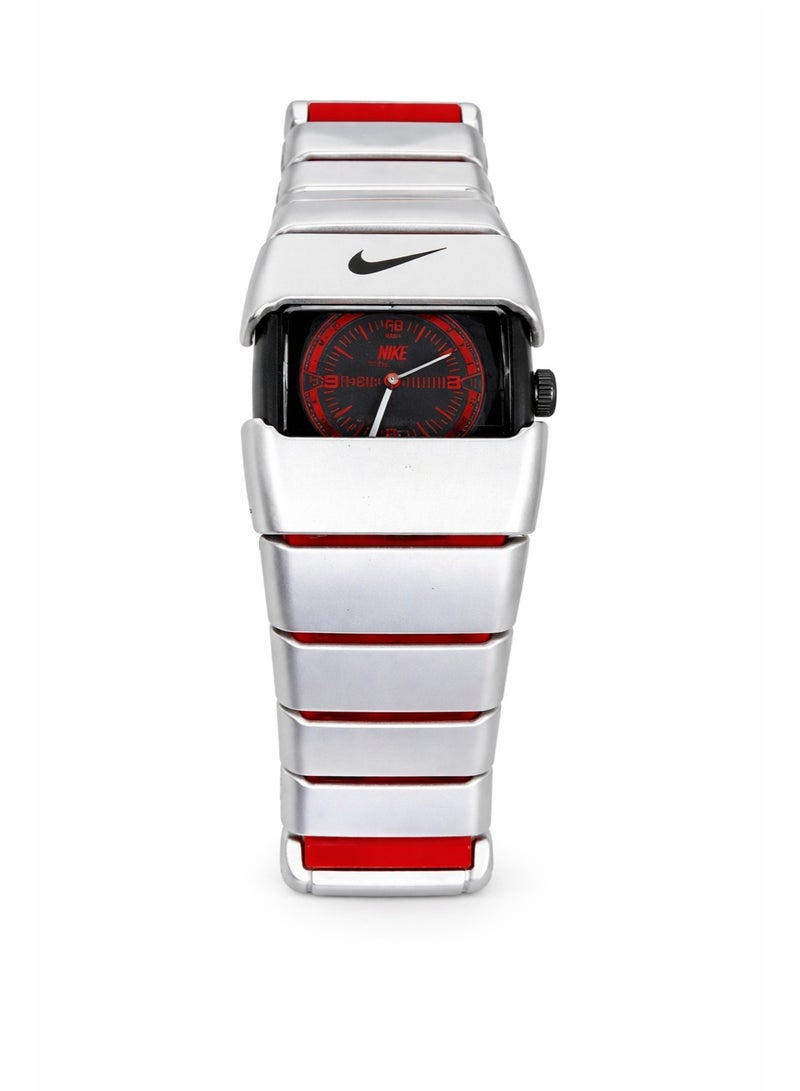 Nike Stainless Steel Analog Watch Silver/Red Dial Men's Wrist Watch
