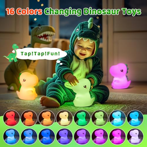One Fire Dinosaur Toys for Kids 3-5, 16 Colors+Silicone+Dimmable+12 Hr Use Night Light for Kids Night Light, Toys for 3-8 Year Old Boy, Toddler Birthday Gift, Dinosaur Room Decor for Boys, Girls, Baby, Toddler - Image 3