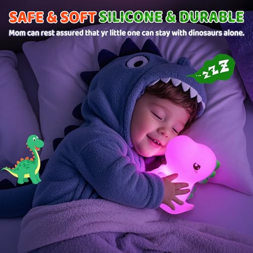 One Fire Dinosaur Toys for Kids 3-5, 16 Colors+Silicone+Dimmable+12 Hr Use Night Light for Kids Night Light, Toys for 3-8 Year Old Boy, Toddler Birthday Gift, Dinosaur Room Decor for Boys, Girls, Baby, Toddler - Image 4