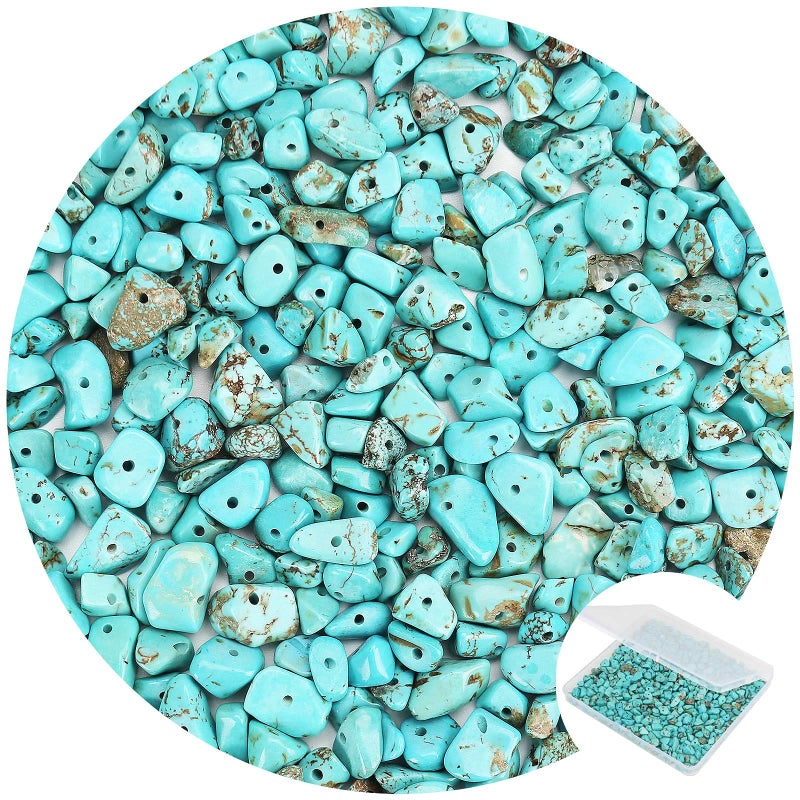 456 PCs Natural Chip Stone Beads 58mm Irregular Multicolor Gemstones Loose Crystal Healing Turquoise Rocks with Hole for Jewelry Making DIY Crafts