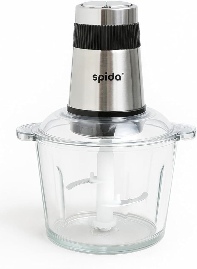 SPIDA Glass Bowl Chopper 3L – 800W – Model SPD-JC003G | Transparent Glass Bowl – Powerful Motor and Sharp Blades