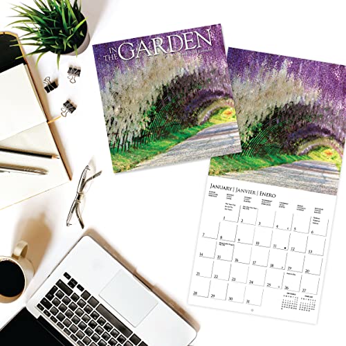 Graphique 2024 In the Garden Mini Wall Calendar | 7” x 7” | Thick Paper | Home & Office Organizer | Large Monthly Grid | 3 Languages & Marked Holidays | 4 Month Preview Page for 2025 - Image 2