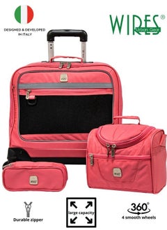 Wires Wires 4-Wheeled Kids Trolley School Bag with Lunch Bag+Pencil Case(Dimensions: 46x32x22cm)-Pink  - Image 1
