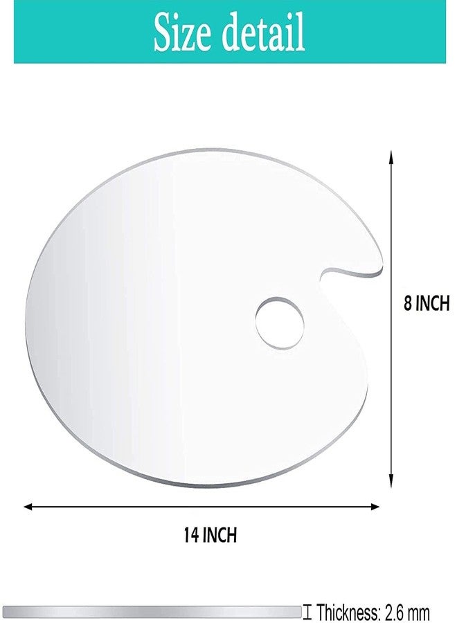 KRAFTMASTERS 1Pcs Clear Acrylic Paint Palette Oval Shape Artist Painting Palette Non-Stick Oil Paint Palette With Thumb Hole For DIY Art Craft Painting (14 x 8 Inch) - Image 2