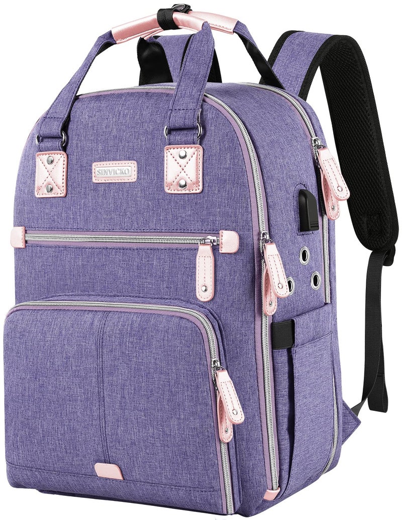 SINVICKO Crochet Bag, Knitting Bag Backpack and Totes Organizer with USB Charging Port, Large Yarn Storage Tote Bag Yarn Holder Case for Carrying Projects, Knitting Needles, Crochet Hooks,fits 15.6 inch Laptop - Image 1