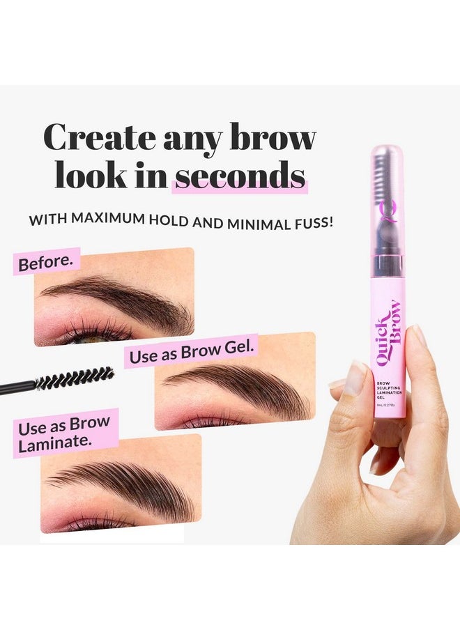 The Quick Flick - Quick Brow 2In1 Brow Lamination And Sculpting Gel, Unique Eyebrow Gel And Brow Wax Hybrid Formula, Allday Hold Brow Gel And Laminate Eyebrow Makeup With Doublesided Comb, 8 Ml - Image 1