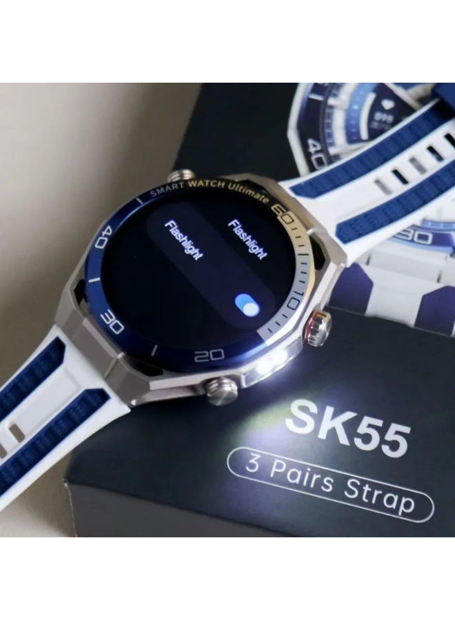 Kalobee SK55 Smartwatch AMOLED Display, Always-On Screen, Bluetooth Calling, 3 Strap Set, IP68 Waterproof, Dynamic Island UI, Heart Rate & SpO2 Monitor, Multi Sports Modes, Smart Notifications, Long Battery Life - Image 4