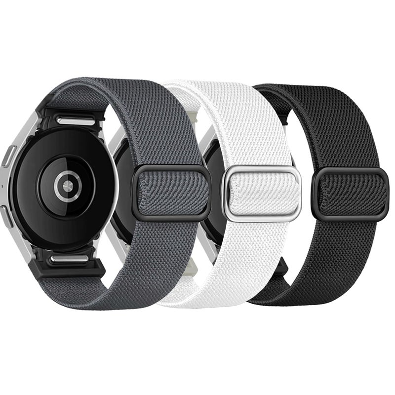 Wowstrap Elastic Band for Samsung Galaxy Watch 7/6/5/4 40mm 44mm/5 Pro Band 45mm/Watch 6/4 Classic Bands 46mm 42mm 47mm 43mm/FE Men/Women,No Gap One Click Nylon Strap for Samsung Watch 4 5 6 7 Correa Reloj,3PC - Image 1