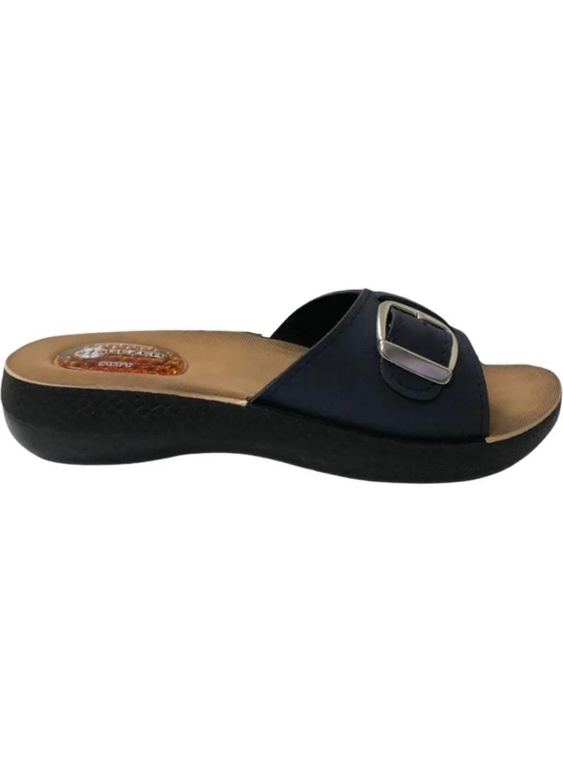 Gezer 10826 Navy Blue Women's Gel Buckle Anatomical Daily Slippers