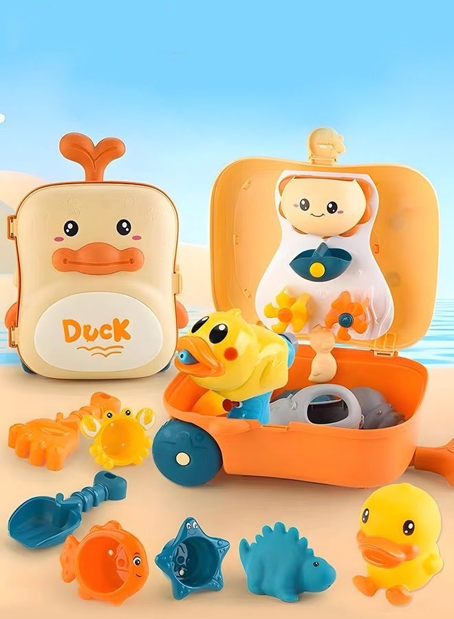 Beach Toys Set with Trolley Case, Sea Animal Molds, Creative Bath Set, Convenient Carry, Colorful Sand, Suitable for Beach, Bathing, Swimming Parties, Garden Planting. - Image 1