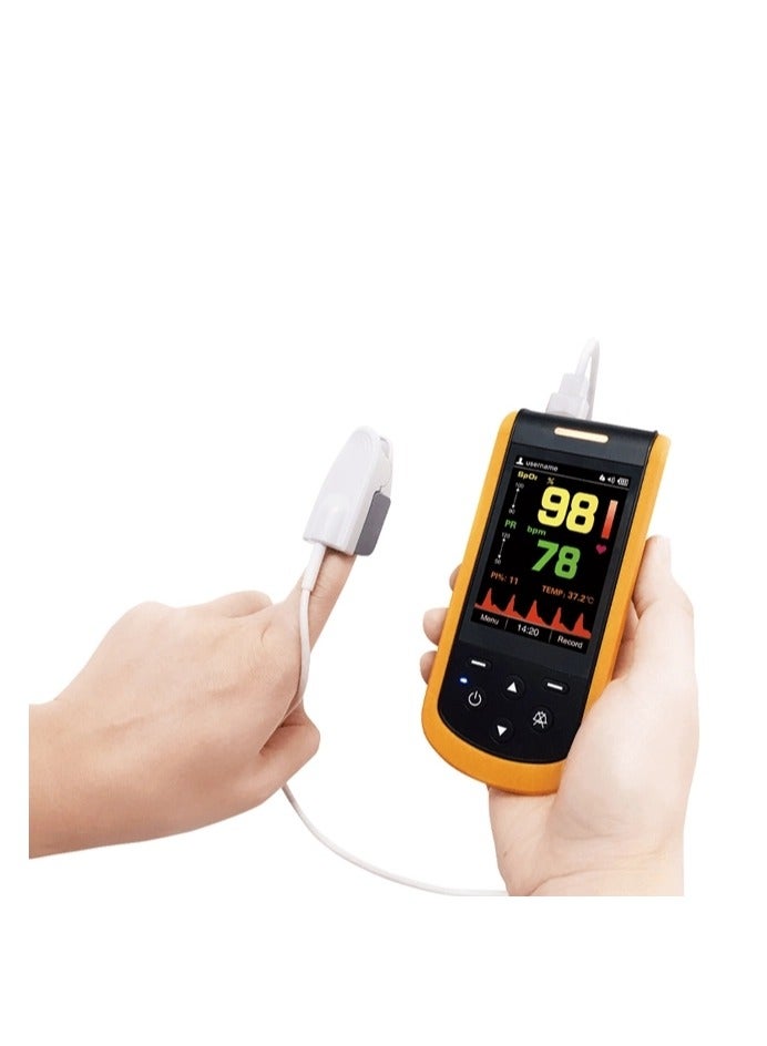 ABRONN Pulsoximeter SP-20 Handheld, Compact & Lightweight, 3.5" TFT Display, Gravity Sensor, Visual & Sound Alarms, Lithium Battery (18 hrs), 500 hrs SpO2 Data Storage, IP22 Protection for All Ages - Image 2