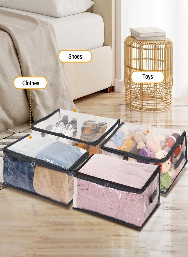 Kottify 2pcs Small Comforter Storage Bags with Zipper, Clear Plastic Closet Storage and Organizers for Clothing Sweaters Bedding Blankets - Image 4