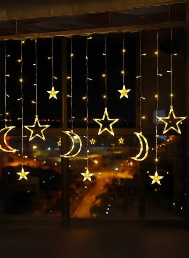بي كيه ماكس ستارة إضاءة رمضانية بطول 3 أمتار، أضواء متدلية على شكل هلال ونجوم رمضانية وعيد الفطر - أضواء خرافية صغيرة على شكل فوانيس لتزيين المنزل والحديقة وغرفة النوم وحفلات الزفاف والمناسبات - هدية رمضانية مثالية. - Image 3
