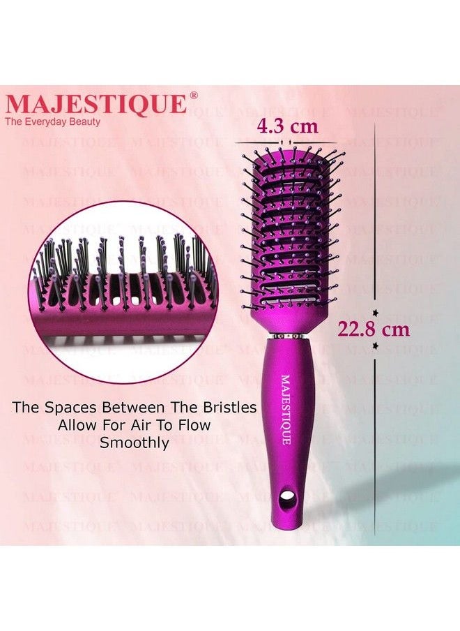 MAJESTIQUE - Vented Hair Brush 9 Row Vente Hairbrush For Men And Women Vent Brushes With Ball Tipped Bristles For Wet Short Curly Straight Hair For Blow Drying & Hair Styling - Image 1