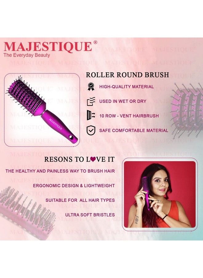 MAJESTIQUE - Vented Hair Brush 9 Row Vente Hairbrush For Men And Women Vent Brushes With Ball Tipped Bristles For Wet Short Curly Straight Hair For Blow Drying & Hair Styling - Image 1