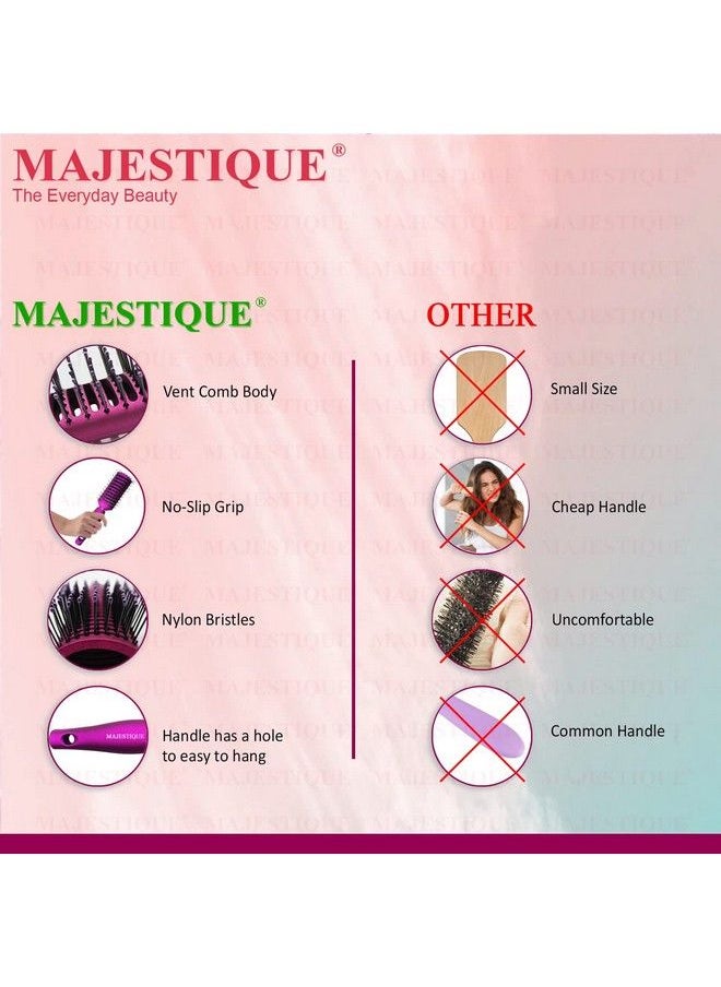 MAJESTIQUE - Vented Hair Brush 9 Row Vente Hairbrush For Men And Women Vent Brushes With Ball Tipped Bristles For Wet Short Curly Straight Hair For Blow Drying & Hair Styling - Image 1