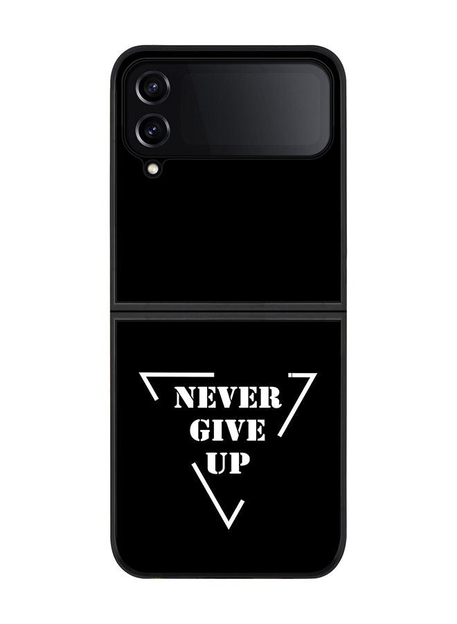 Stylizedd Rugged Black edge case for Samsung Galaxy Z Flip4 Slim fit Soft Case Flexible Rubber Edges Anti Drop TPU Gel Thin Cover - Never give up - Image 1