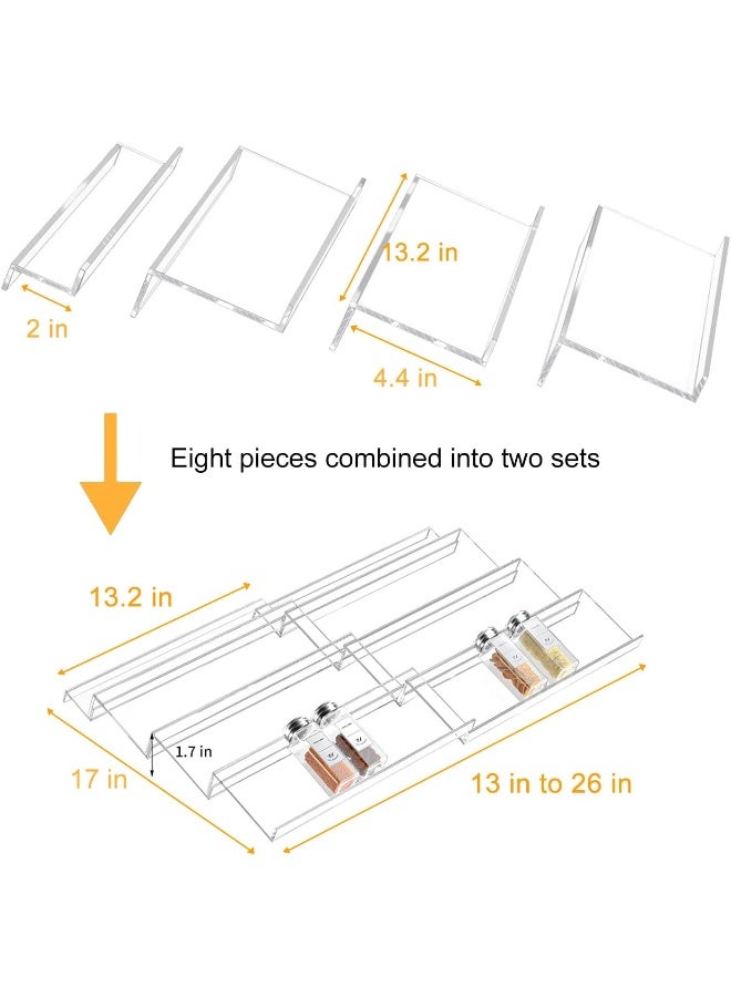 TPGP Spice Drawer Organizer Insert, 4 Tier*2 Set Expandable From 13" to 26" Spice Rack Organizer for Drawer, Seasoning Organizer for Drawer, Acrylic Clear (Jars not included) - Image 2