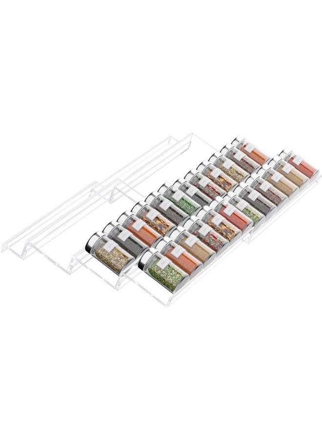 TPGP Spice Drawer Organizer Insert, 4 Tier*2 Set Expandable From 13" to 26" Spice Rack Organizer for Drawer, Seasoning Organizer for Drawer, Acrylic Clear (Jars not included) - Image 1