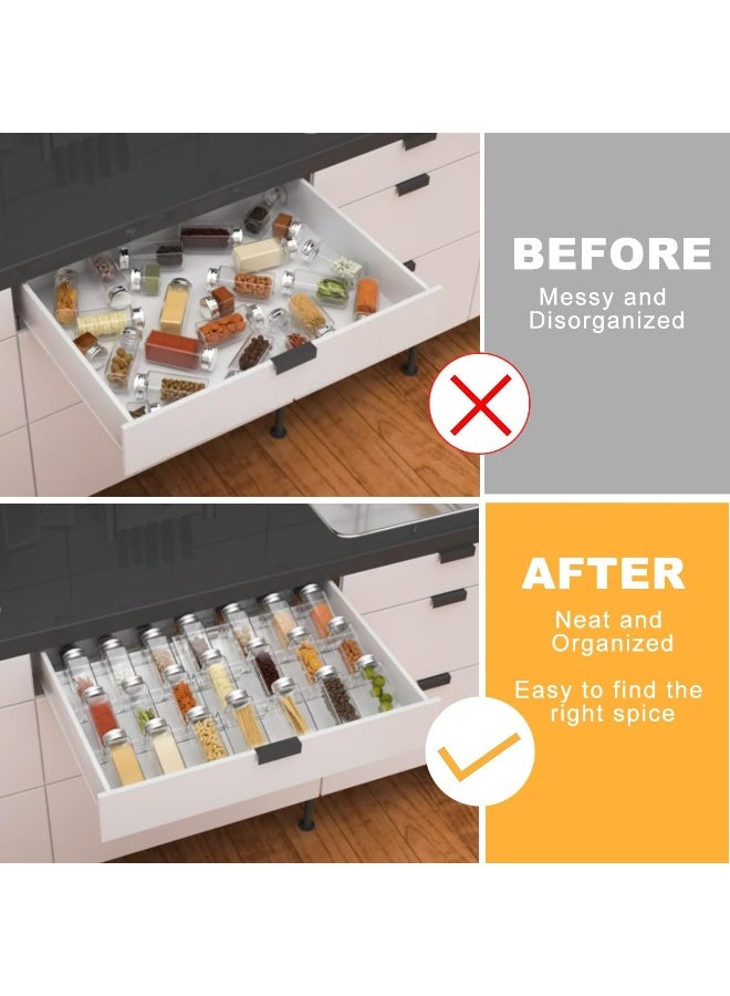 TPGP Spice Drawer Organizer Insert, 4 Tier*2 Set Expandable From 13" to 26" Spice Rack Organizer for Drawer, Seasoning Organizer for Drawer, Acrylic Clear (Jars not included) - Image 4