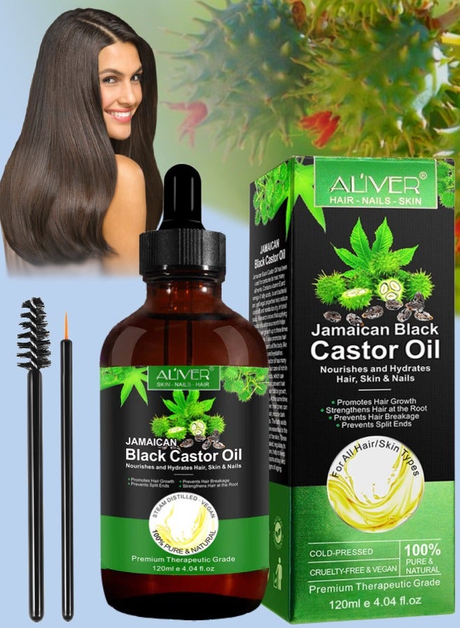 ALIVER 120ml Organic Castor Oil 100% Pure Cold Pressed Castor Oil for Skin Nails Hair Growth Eyebrows and Eyelashes Eyelash and Eyebrow Growth Serum Prevent Hair Eyebrow and Eyelashes Loss  - Image 1