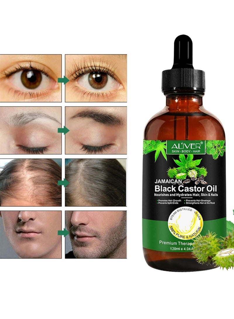 ALIVER 120ml Organic Castor Oil 100% Pure Cold Pressed Castor Oil for Skin Nails Hair Growth Eyebrows and Eyelashes Eyelash and Eyebrow Growth Serum Prevent Hair Eyebrow and Eyelashes Loss  - Image 3