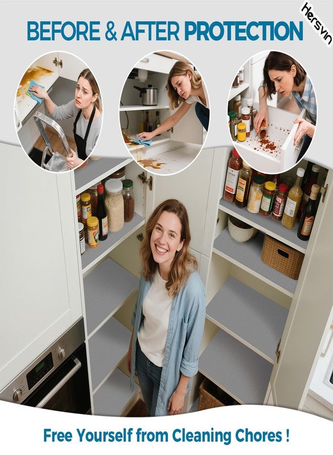 Hersvin Shelf Liner, 24" x20' Non-Adhesive Drawer Liners EVA Kitchen Cupboard Cabinet Covering Undersink Mat Washable Fridge Lining Paper (Gray/Diamond) - Image 3