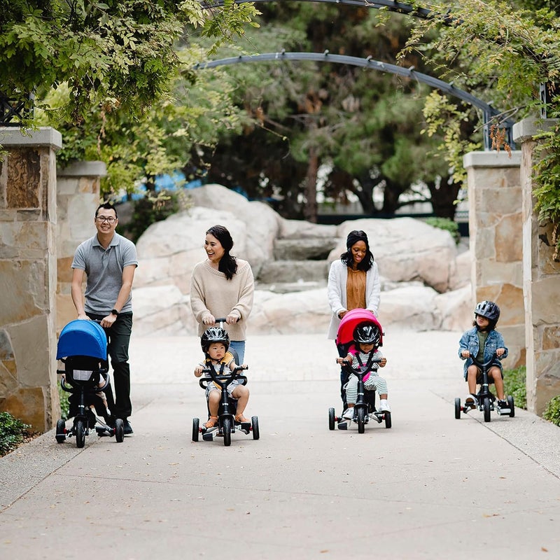 Joovy Tricycoo UL Kids Tricycle with 8 Stages Featuring 3 Rubber Tires Removable and Adjustable Parent Handle Safety Harness 3Position Recline Seat and Retractable Canopy Blueness - Image 2