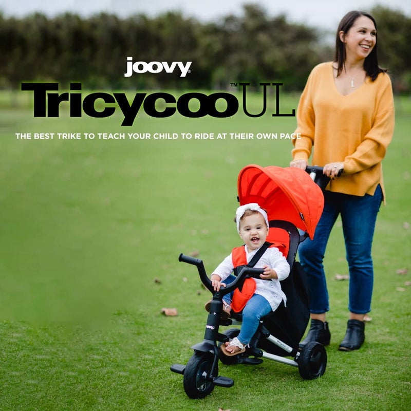 Joovy Tricycoo UL Kids Tricycle with 8 Stages Featuring 3 Rubber Tires Removable and Adjustable Parent Handle Safety Harness 3Position Recline Seat and Retractable Canopy Blueness - Image 3