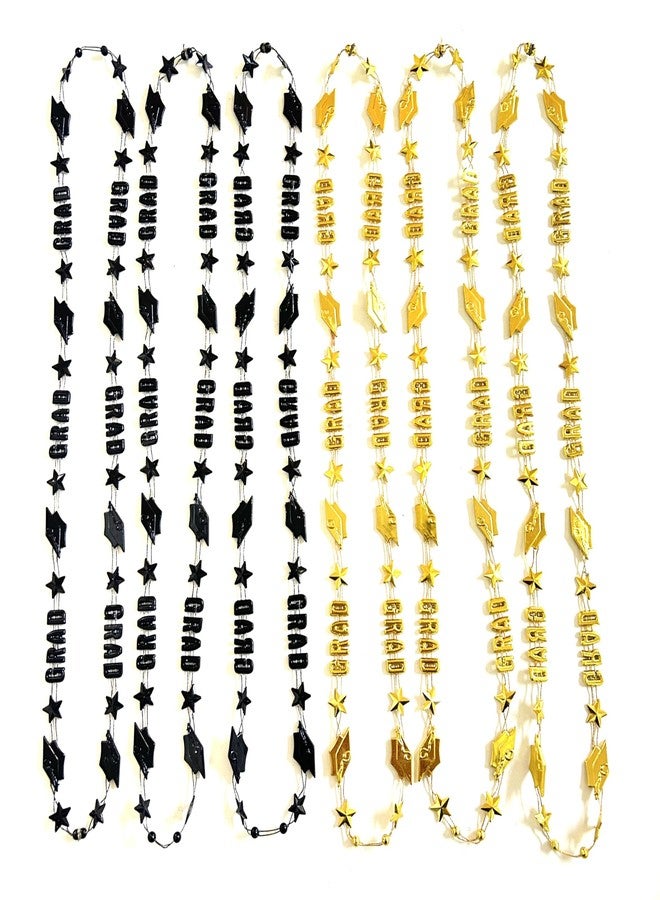 GZYSSL 28 Pcs Graduation Party Beads Necklaces Black Gold Graduate Cap Shaped Favor Gifts Supplies Graduation Party Beads Necklaces Decoration Gift - Image 1