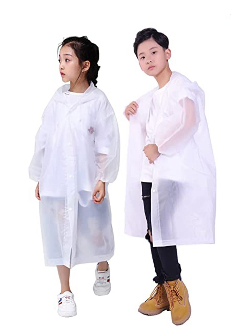 Loquat Raincoat for Kids, 【2 Pack】 EVA Coat Reusable Poncho Jacket for Boys and Girls 6-13 Years Old, Emergency Gear for Outdoor Camping Hiking Traveling School - Image 1