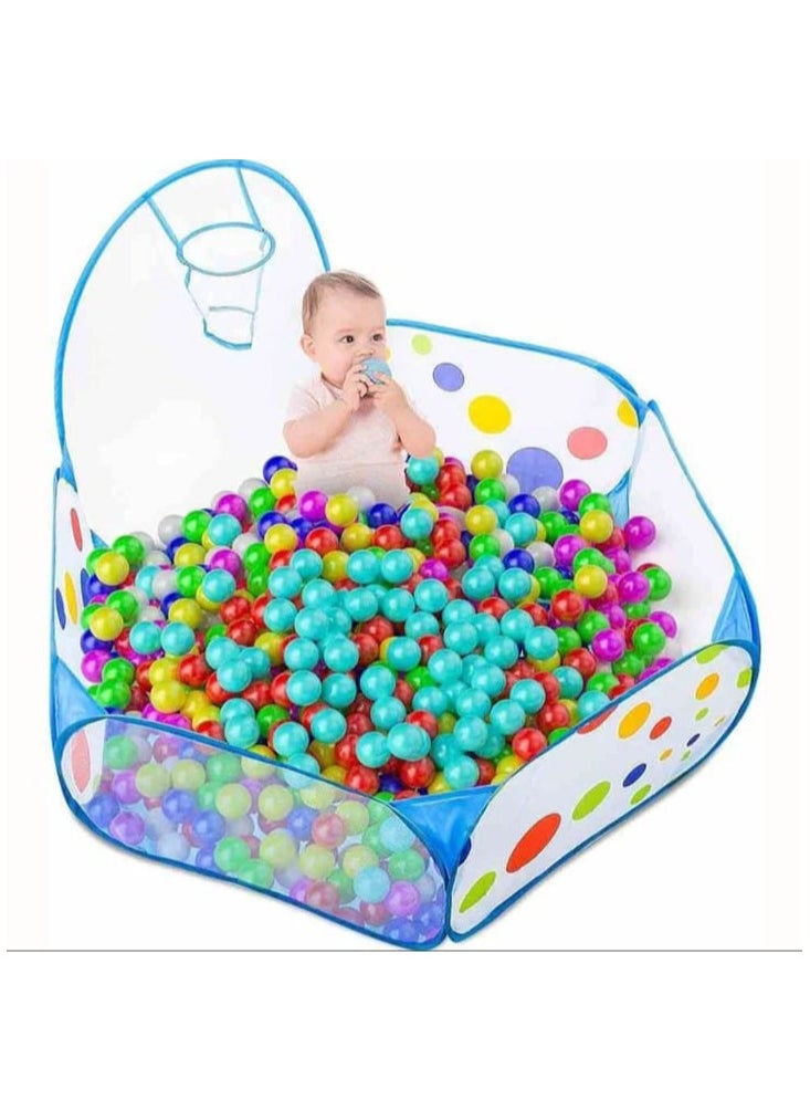 Generic - "An open ball pool tent with a basketball hoop and 50 balls, featuring vibrant colors and an easy-to-fold design, providing endless fun and entertainment for your kids!" - Image 1