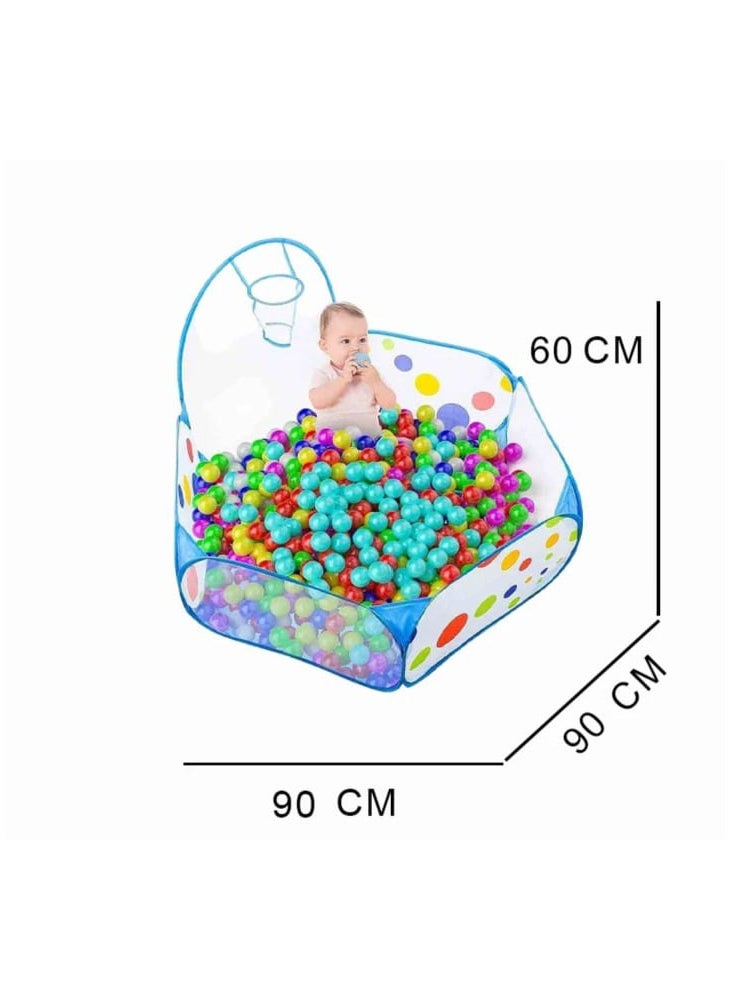 Generic - "An open ball pool tent with a basketball hoop and 50 balls, featuring vibrant colors and an easy-to-fold design, providing endless fun and entertainment for your kids!" - Image 1