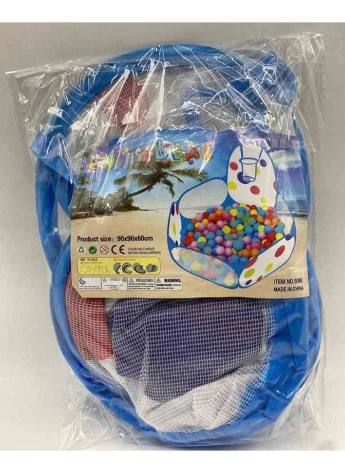 Generic - "An open ball pool tent with a basketball hoop and 50 balls, featuring vibrant colors and an easy-to-fold design, providing endless fun and entertainment for your kids!" - Image 1