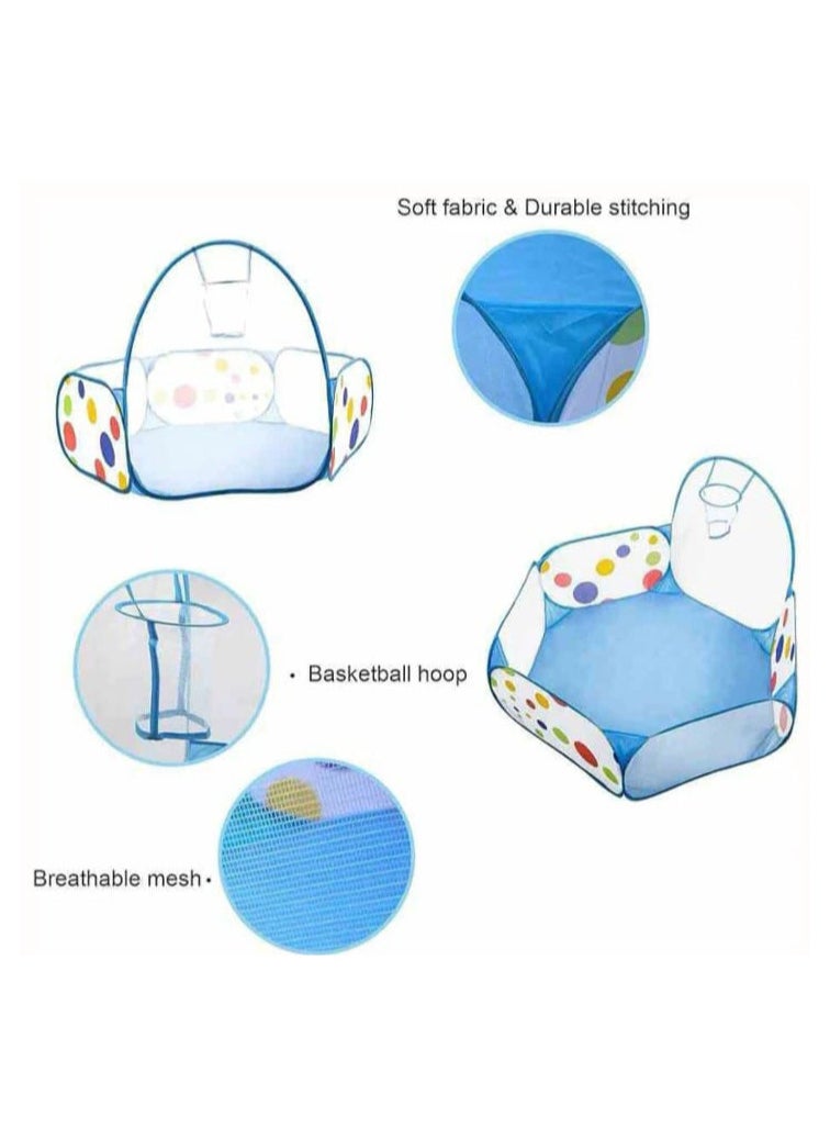 Generic - "An open ball pool tent with a basketball hoop and 50 balls, featuring vibrant colors and an easy-to-fold design, providing endless fun and entertainment for your kids!" - Image 1