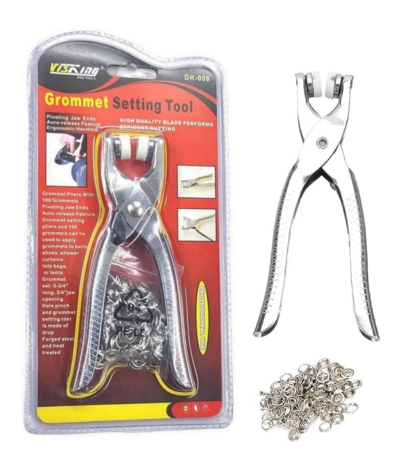 Kwizy Kwizy Button Punching Machine Gromment Setting Tool Snap Buttons Rivet Hole Machine Jaw Opening Easy to Operate Suitable for Cloth Fabric Leather Bag Belts 100 Metal EyeletsButton Pack of 1 Tool  - Image 1