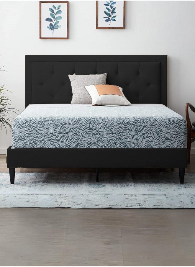 Bed and Mattress Zone - Wilson Ottoman Tufted Upholstered Bed 200x160 Queen Size Black Color - Image 1