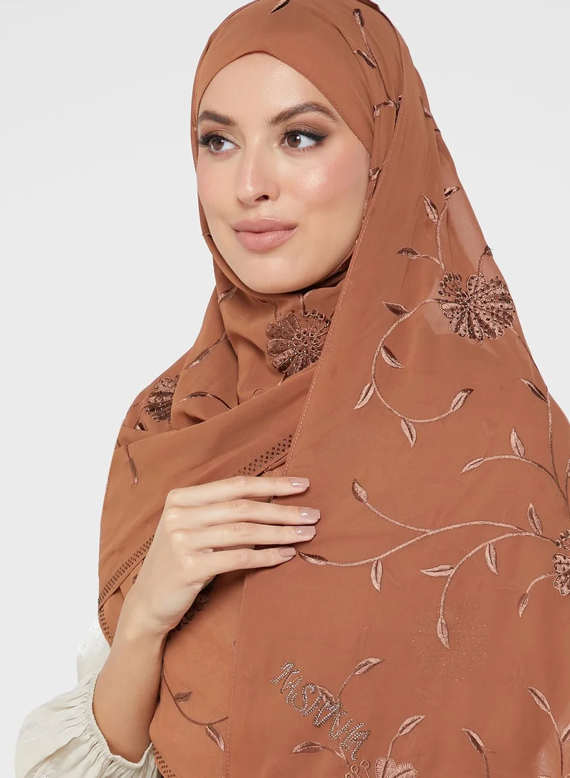 KASHKHA Chiffon Hijab With Stone Work