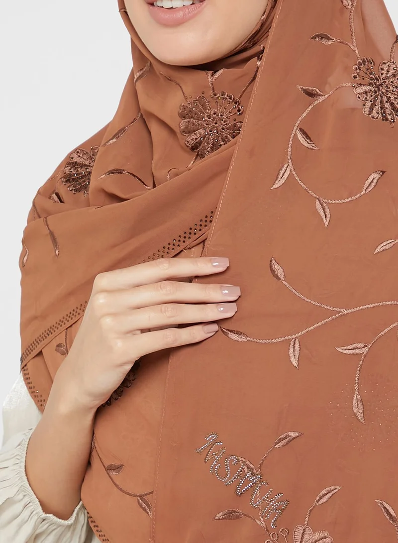 KASHKHA Chiffon Hijab With Stone Work