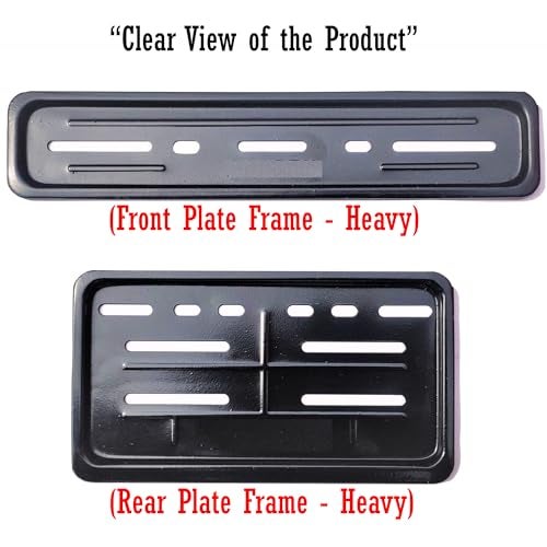 Ramanta Heavy Metal Number Plate Frame for Bikes HSRP | IND Licence Number Plate Frame Cover Front & Rear Universal Standard Size for All Motorcycles & Scooter (Size 30 cm x 12 cm, Black) Set of 2 - Image 5