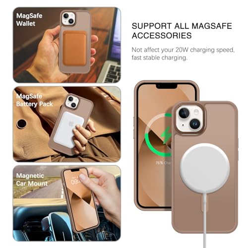 BENTOBEN Magnetic for iPhone 13 Case & iPhone 14 Case [Compatible with Magsafe] Translucent Matte Phone Case iPhone 13/14 6.1 inch Slim Thin Shockproof Women Men Protective Cover, Brown - Image 2